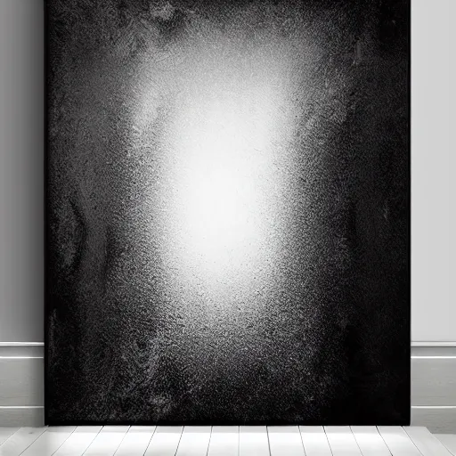 Image similar to a solemn simulacrum, standing inside an infinite corridor, trending on artstation, abstract black and white painting, masterpiece