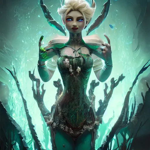 Image similar to elsa corrupted by Nurgle from warhammer, intricate artwork by Tooth Wu and wlop and beeple. octane render, trending on artstation, greg rutkowski very coherent symmetrical artwork. cinematic, hyper realism, high detail, octane render