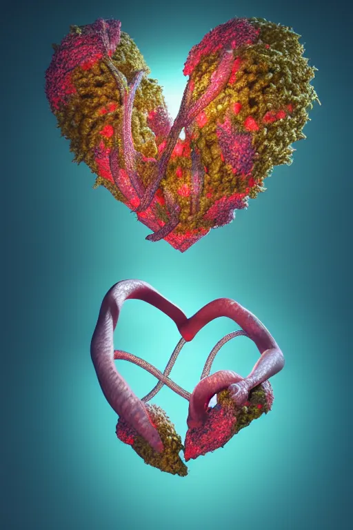 Image similar to a sculpture of fish ocean intertwined, diode lighting, a lovely cornucopia of flowers and human body parts, body parts, heart shaped, highly detailed, octane render, cinematic, shock, sharp focus, ball, an independent psycho, clean, studio lighting