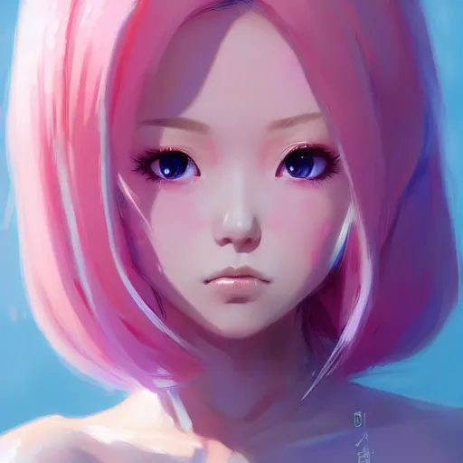 Prompt: Incredibly cute japanese gyaru, pink hair, blue eyes by Nuri iyem, James gurney, James Jean, Greg Rutkowski, highly detailed, trending on artstation, artstationHD, artstationHQ, 4k, 8k