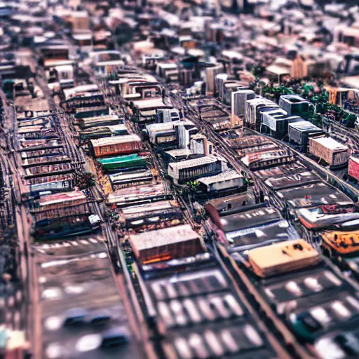 Prompt: macro photo of a large city hyper realistic with a lot of cars driving around