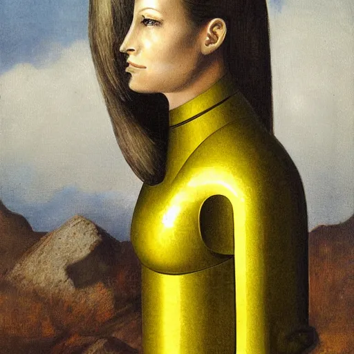 Prompt: portrait of a female android by marie - denise villers