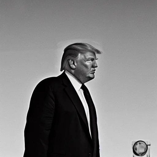 Image similar to a medium - shot still of donald trump in dictator gear looking into the distance, soviet propaganda style, natural light, photography, photorealistic by terry richardson