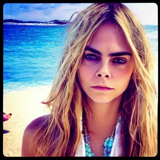 Image similar to “cara delevigne on the beach”