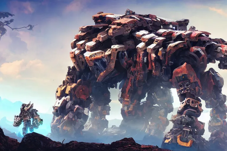 Image similar to tremortusk machine mecha animal beast robot of horizon forbidden west horizon zero dawn bioluminiscence global illumination ray tracing hdr fanart arstation by sung choi and eric pfeiffer and gabriel garza and casper konefal