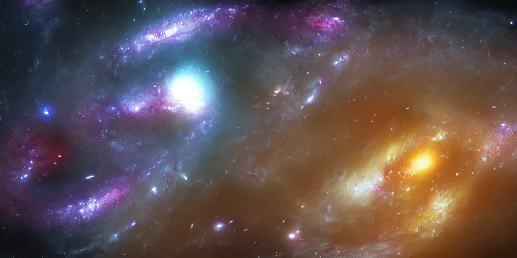 Image similar to view of the one spiral galaxy, deep space, dark space, unreal engine 5