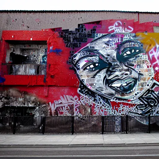 Image similar to wall with graffiti, splash painting, by vhils