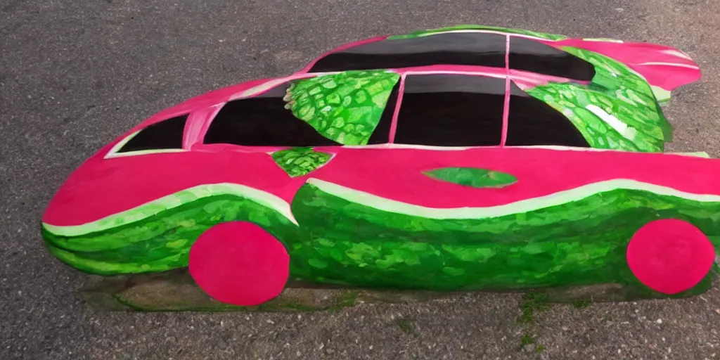 Prompt: watermelon car