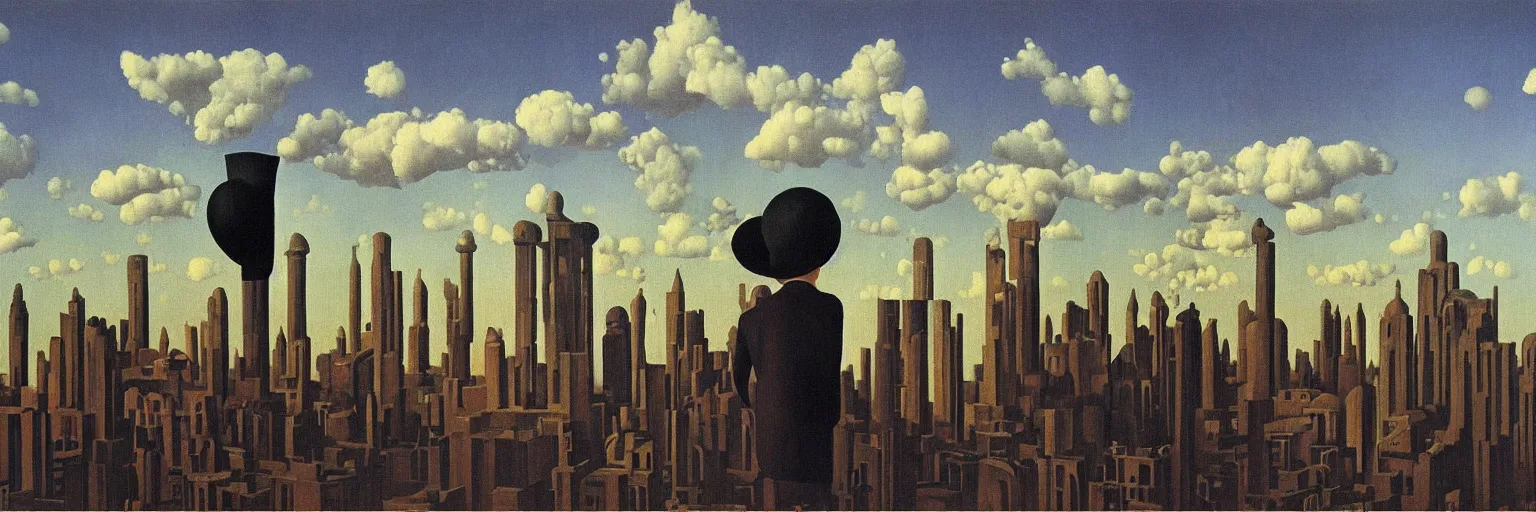 Image similar to babylon oil painting magritte