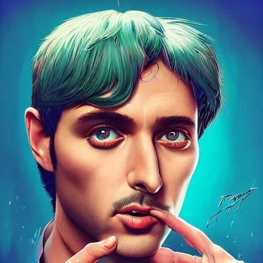 Prompt: Forestpunk Tony Montana portrait Pixar style, by Tristan Eaton Stanley Artgerm and Tom Bagshaw
