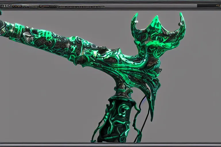 Prompt: emerald bone staff of lich; unreal engine-H 1024