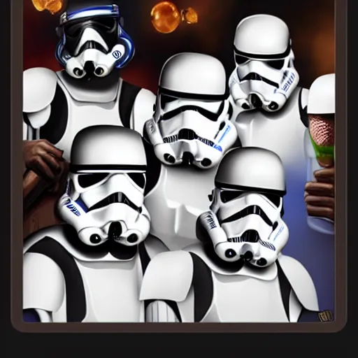 Prompt: stormtroopers playing poker, trending on artstation