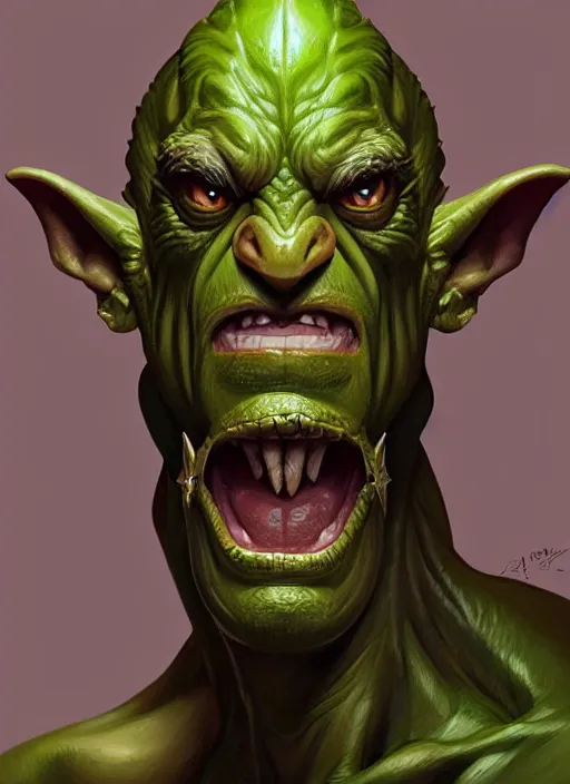 Image similar to portrait of tony bologna as a goblin, d & d, muscular! green, fantasy, intricate, elegant, highly detailed, digital painting, artstation, concept art, smooth, sharp focus, illustration, art by artgerm and greg rutkowski and alphonse mucha