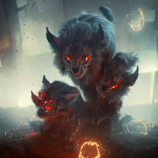 Image similar to full body pose, hyperrealistic photograph of cute demons, dim volumetric lighting, 8 k, octane beautifully detailed render, extremely hyper detailed, intricate, epic composition, cinematic lighting, masterpiece, trending on artstation, very very detailed, stunning, hdr, smooth, sharp focus, high resolution, award, winning photo, dslr, 5 0 mm