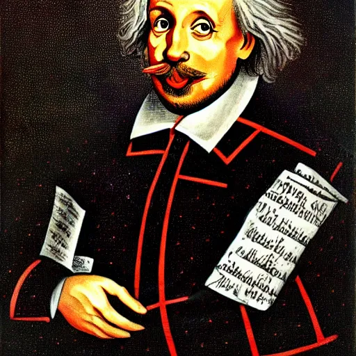 Prompt: shakespeare einstein portrait