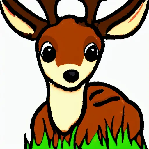 Image similar to cute cartoon baby deer in the Canadian forest, Ghibli, clipart