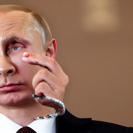 Image similar to Putin with Gollum face smokes cigarette