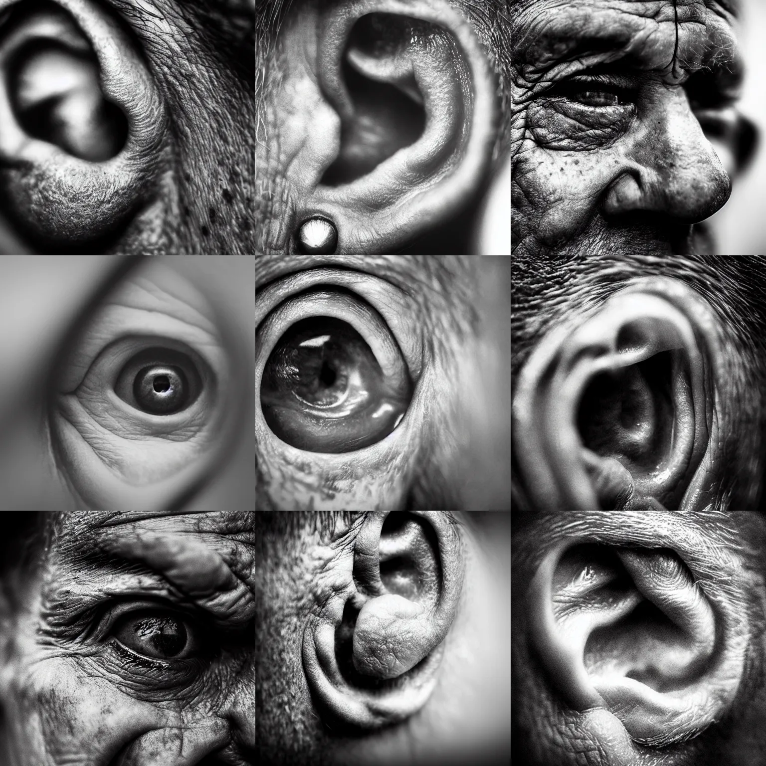 Prompt: ultra-macro human ear by Lee Jeffries, perfect lighting, extreme close-up, HDR