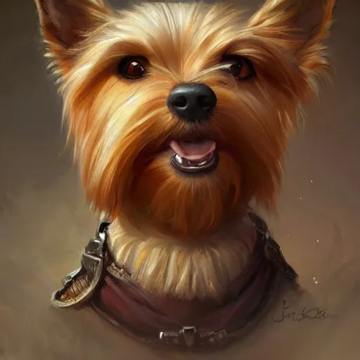 Prompt: yorkie profile portrait, cute and adorable, pretty, beautiful, art portrait, matte fantasy painting, deviantart artstation, by jason felix by steve argyle by tyler jacobson by peter mohrbacher, cinema