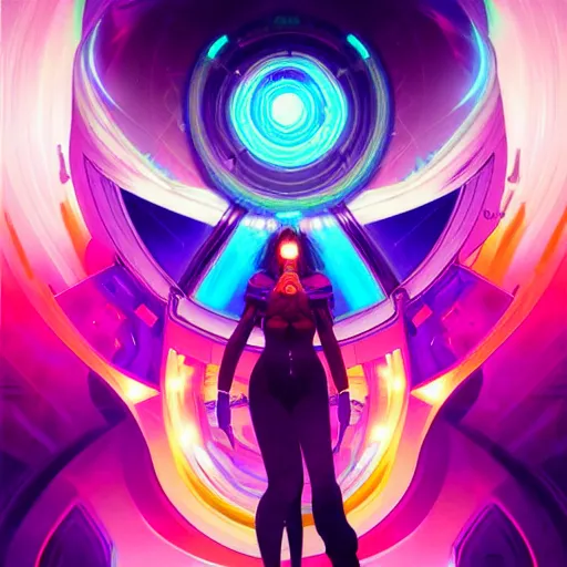 Image similar to a netrunner vortex, vaporwave aesthetic, colorful, psychedelic, digital painting, artstation, concept art, smooth, sharp focus, illustration, art by artgerm and greg rutkowski and alphonse mucha