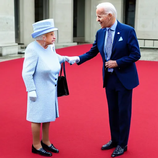 Prompt: queen isabel slapping joe biden