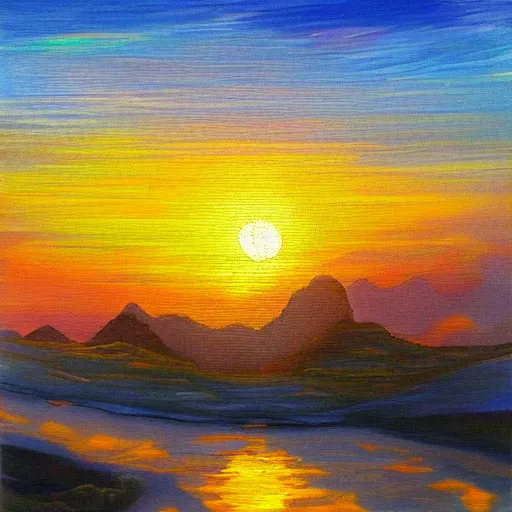 iridescent watercolor painting of sunset RIo de Janiero, Stable Diffusion