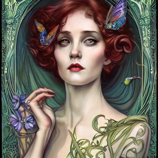 Prompt: an art nouveau portrait in the style of anna dittmann and donato giancola and charles dulac.