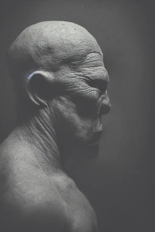 Prompt: an orc's face in profile, in the style of the Dutch masters and Gregory crewdson, dark and moody