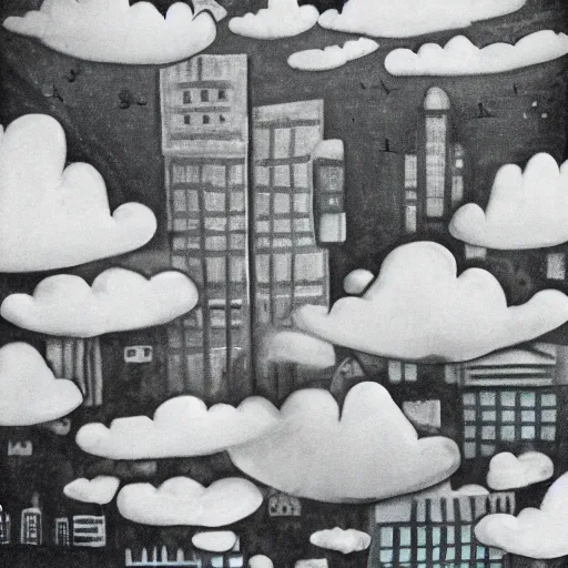 Prompt: city in the clouds being attacked by women