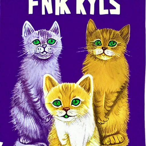 Image similar to silk screen poster of angry kittens in style of frank kozic