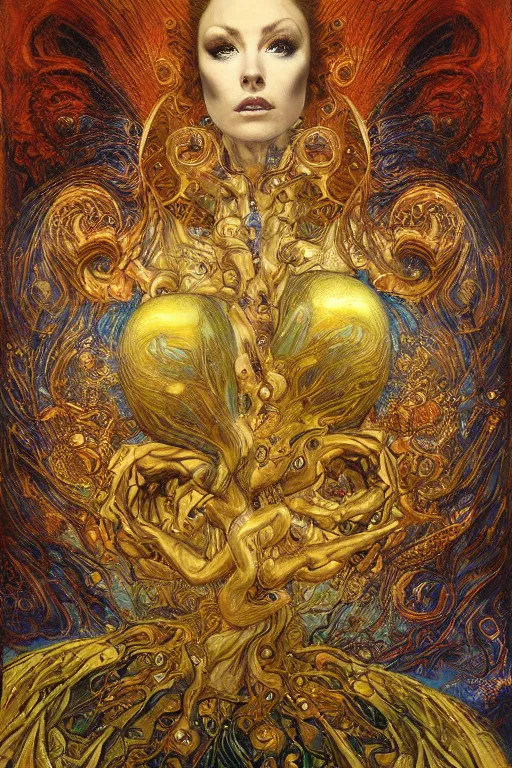 Image similar to Divine Chaos Engine by Karol Bak, Jean Deville, Gustav Klimt, and Vincent Van Gogh, visionary fractal structures, spirals