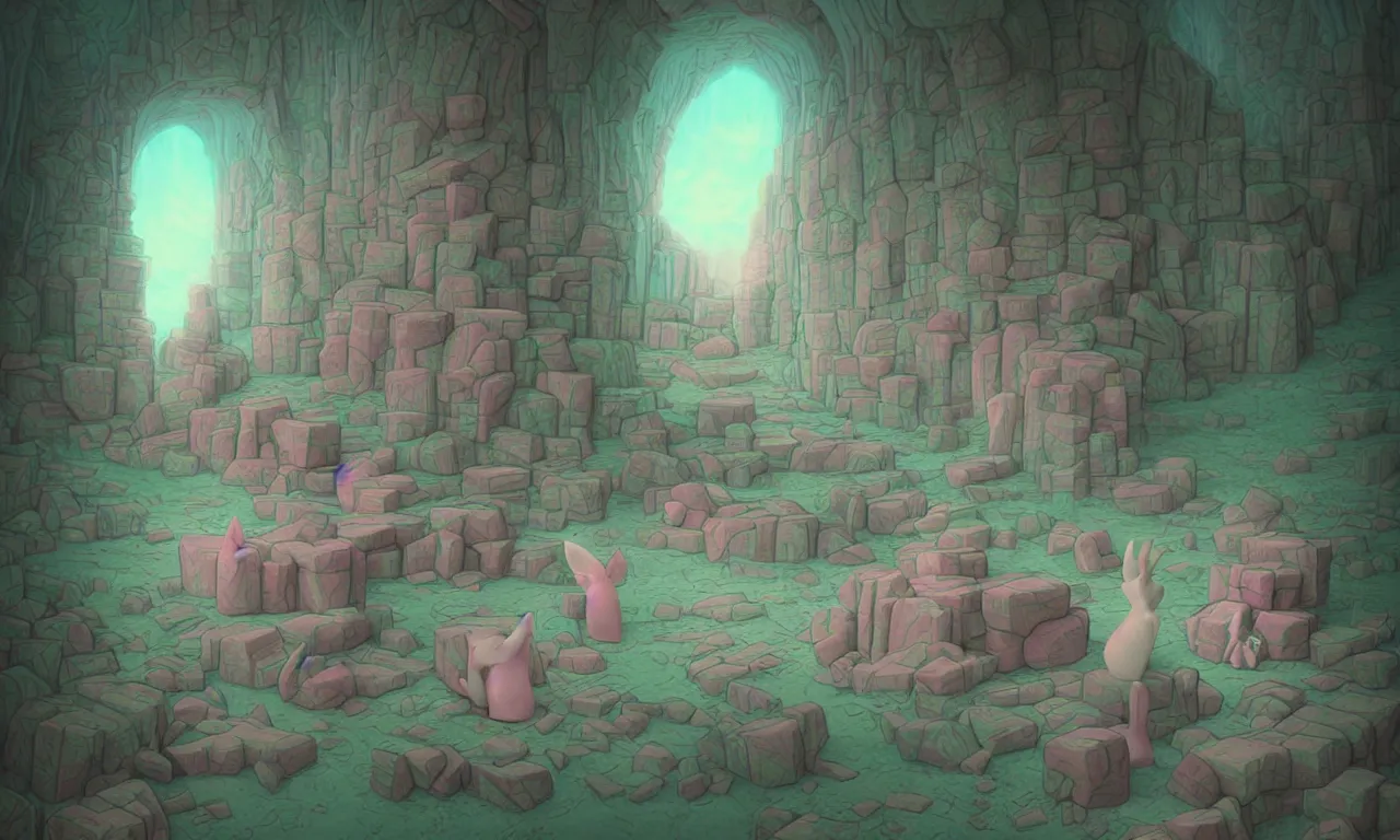 Prompt: kerberos realm, faked ticket, pastel colors, abandoned, ravine, 3 d art, digital illustration, perfect lighting