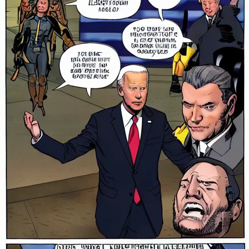Prompt: Joe Biden leading the X-Men