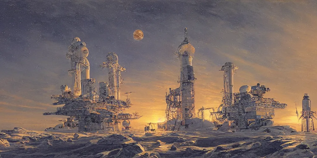 Image similar to soviet space station in the arctic by asher brown durand, tyler edlin, ivan shishkin,