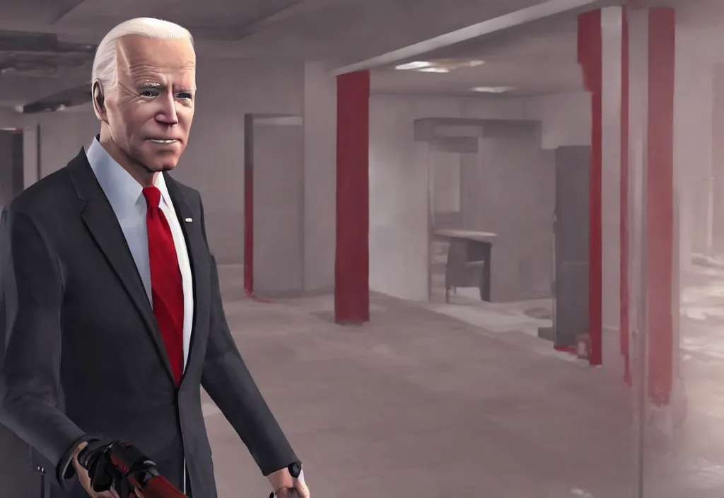 Image similar to joe biden in hitman, joe biden in the video game hitman, gameplay screenshot, close up, 3 d rendering. unreal engine. amazing likeness. very detailed.