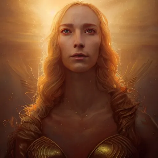 Image similar to majestic gracious goddess hekate portrait, ancient greece, elysium, atmospheric lighting, painted, intricate, volumetric lighting, beautiful, rich deep colours masterpiece, golden hour, sharp focus, ultra detailed, by leesha hannigan, ross tran, thierry doizon, kai carpenter, ignacio fernandez rios