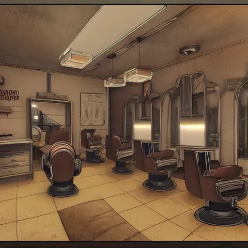 Image similar to A barbershop in Disco Elysium