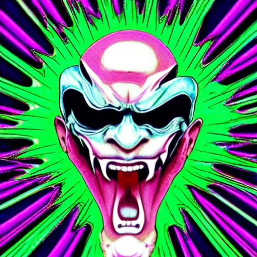 Prompt: evil angry face, psychedelic, vaprwave,'9 0 s