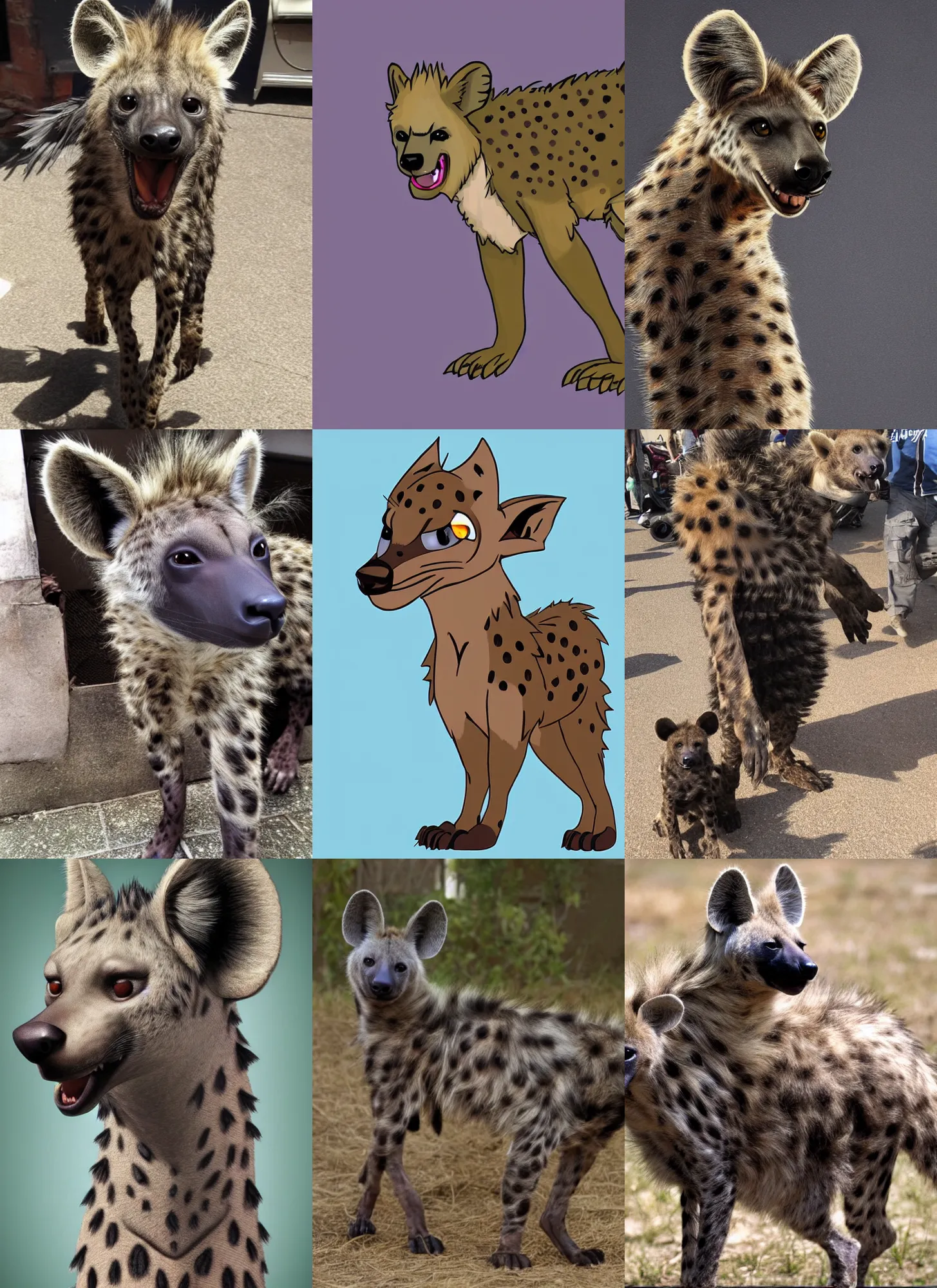 Image similar to a furry hyena fursona, trending on weasyl