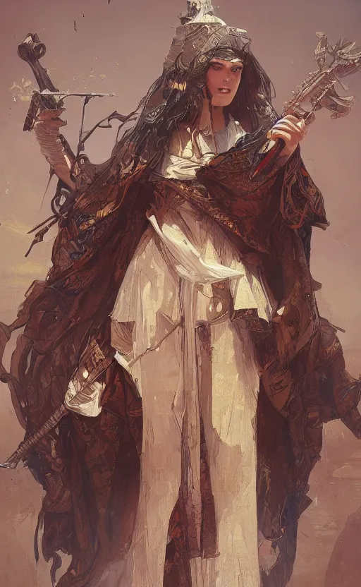 Image similar to a personification of the country Israel, highly detailed, digital painting, artstation, concept art, sharp focus, illustration, art by greg rutkowski and alphonse mucha