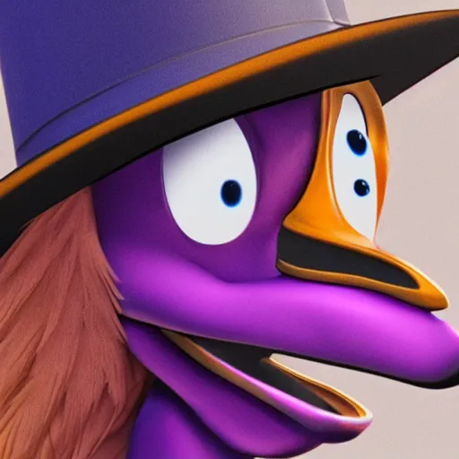 Prompt: ultra detailed portrait of darkwing duck, photo realistic, highly detailed face, ray tracing, unreal engine render, 3 d, smooth, sharp focus