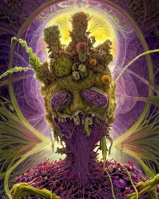 Prompt: the platonic ideal of flowers, rotting, insects and praying of cletus kasady carnage thanos nazgul wild hunt doctor manhattan chtulu mandelbulb howl's moving castle mandala davinci heavy rain, d & d, fantasy, ego death, decay, dmt, psilocybin, art by artgerm and greg rutkowski and alphonse mucha