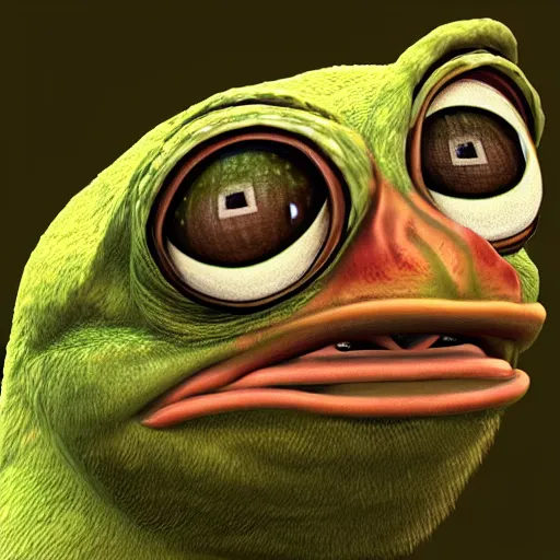 Image similar to pepe feelsgoodman face, photorealistic