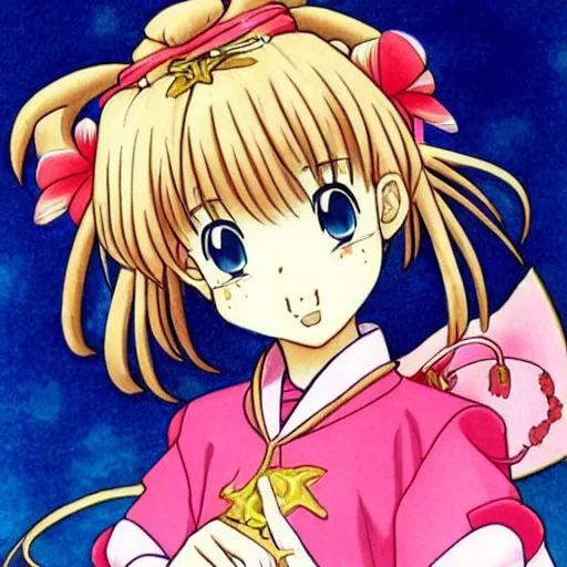 Image similar to Masterpiece portrait of a Sakura Kinomoto from Card Captor Sakura drawn by Paul Delveaux