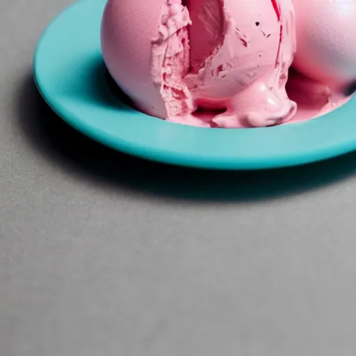 Image similar to pink ice cream hatching out of an egg, professional photo