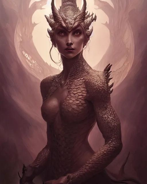 Prompt: Portrait of a ghostly dragon person, HD, illustration, epic, D&D, fantasy, intricate, elegant, highly detailed, digital painting, artstation, concept art, smooth, sharp focus, illustration, art by artgerm and greg rutkowski and alphonse mucha, monster hunter illustrations art book