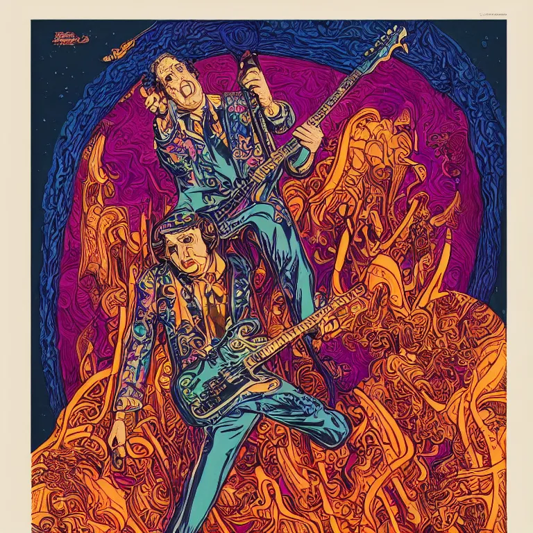 Image similar to beautiful colorful hyperrealist highly detailed psychedelic music poster'angry harold ramis ', psychedelic art nouveau, beautiful high contrast colored wood engraving, moebius comic style, shocking detail trending on artstation 8 k