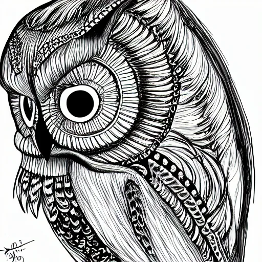 Image similar to Owl head in the style of art nouveau, detailed, hyper-detailed, fractals