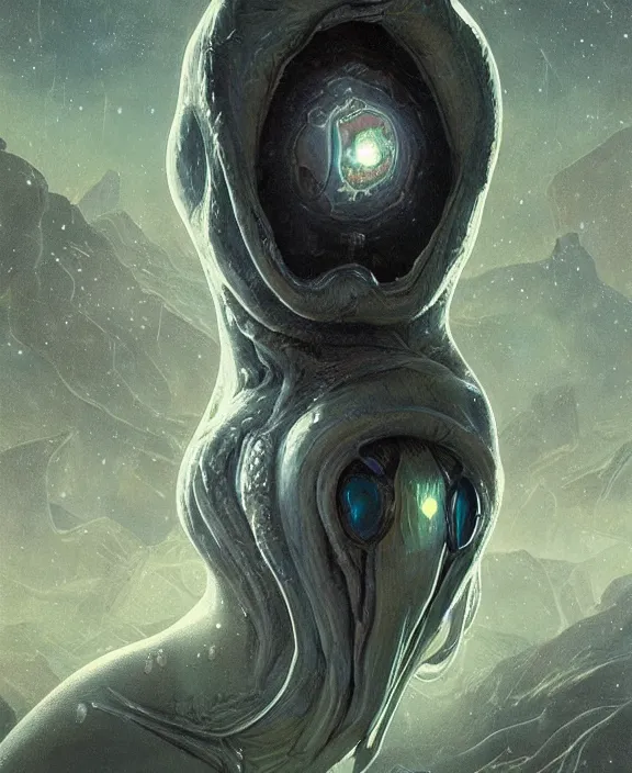 Image similar to portrait of a shining slime dripping abstract geometric angular insect alien monster, muscles, rippling, milky way environment, ultra realistic, concept art, intricate details, eerie, highly detailed, photorealistic, octane render, 8 k, unreal engine. art by artgerm and greg rutkowski and alphonse mucha