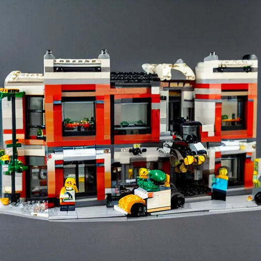 Prompt: lego set product photography fbi raid on a florida mansion